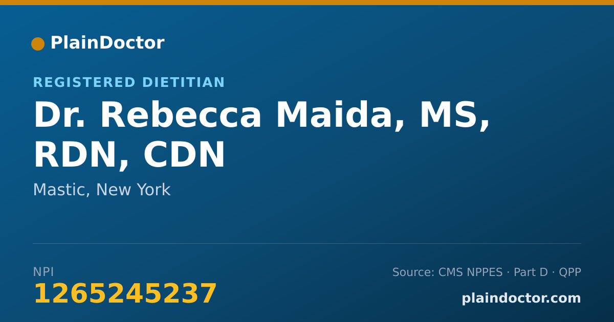 Shareable card for Rebecca Maida, MS, RDN, CDN - Registered Dietitian, Mastic, NY
