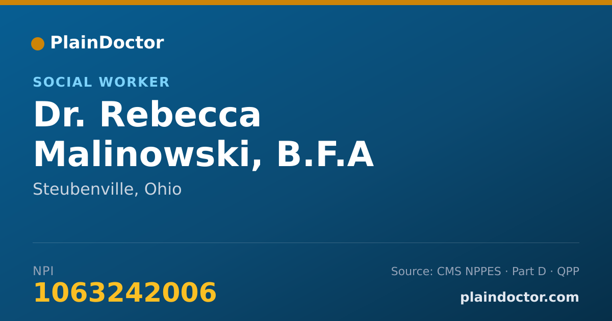 Shareable card for Rebecca Malinowski, B.F.A - Social Worker, Steubenville, OH