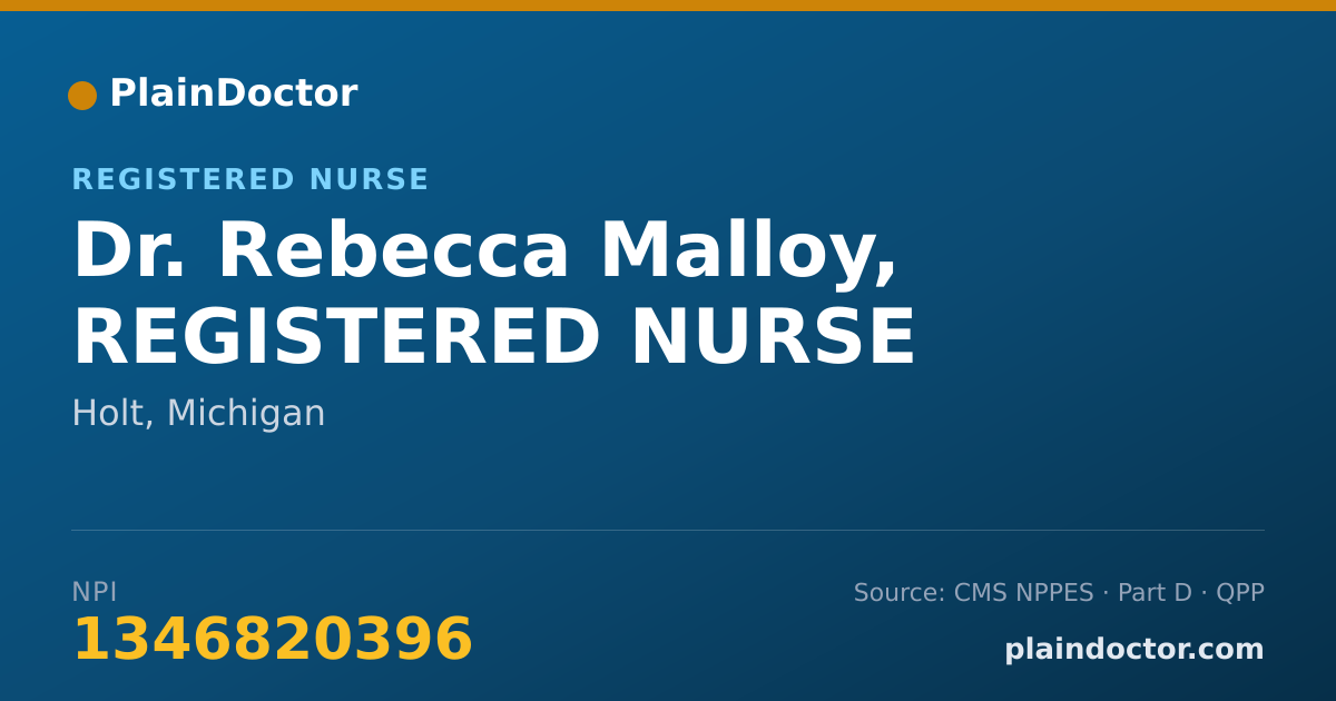 Shareable card for Rebecca Malloy, REGISTERED NURSE - Registered Nurse, Holt, MI