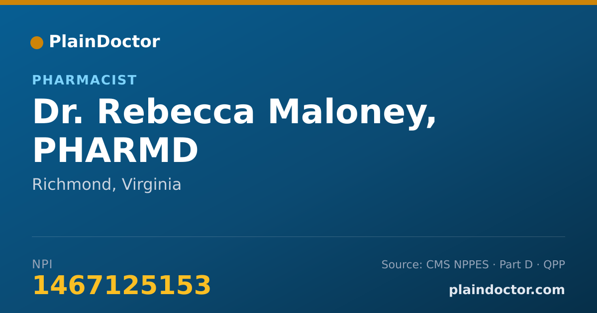 Shareable card for Rebecca Maloney, PHARMD - Pharmacist, Richmond, VA