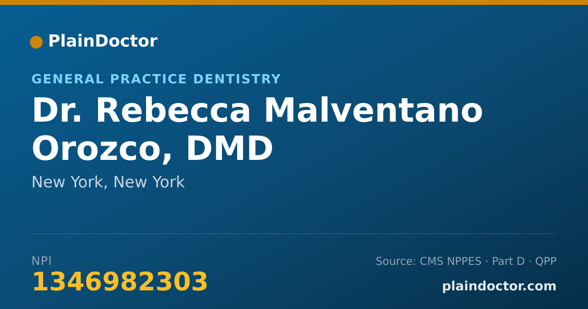 Shareable card for Rebecca Malventano Orozco, DMD - General Practice Dentistry, New York, NY