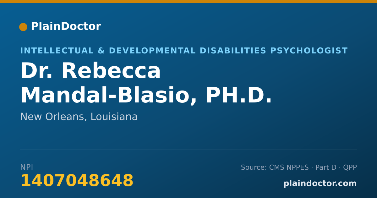 Shareable card for Rebecca Mandal-Blasio, PH.D. - Intellectual & Developmental Disabilities Psychologist, New Orleans, LA