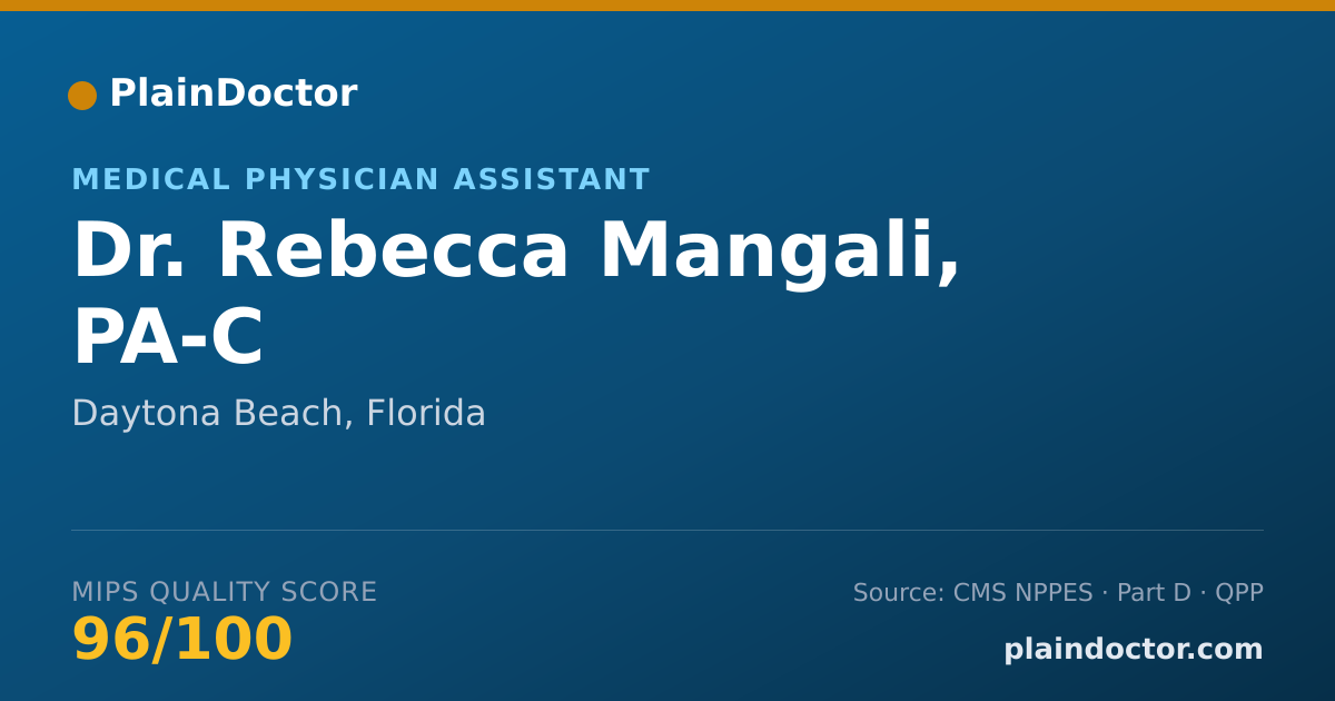 Shareable card for Rebecca Mangali, PA-C - Medical Physician Assistant, Daytona Beach, FL