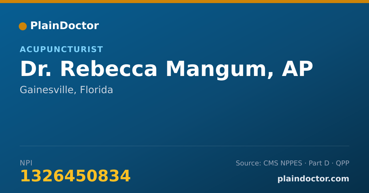 Shareable card for Rebecca Mangum, AP - Acupuncturist, Gainesville, FL