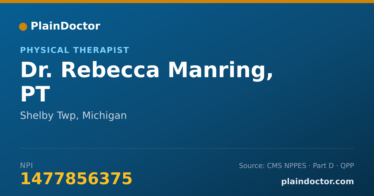 Shareable card for Rebecca Manring, PT - Physical Therapist, Shelby Twp, MI