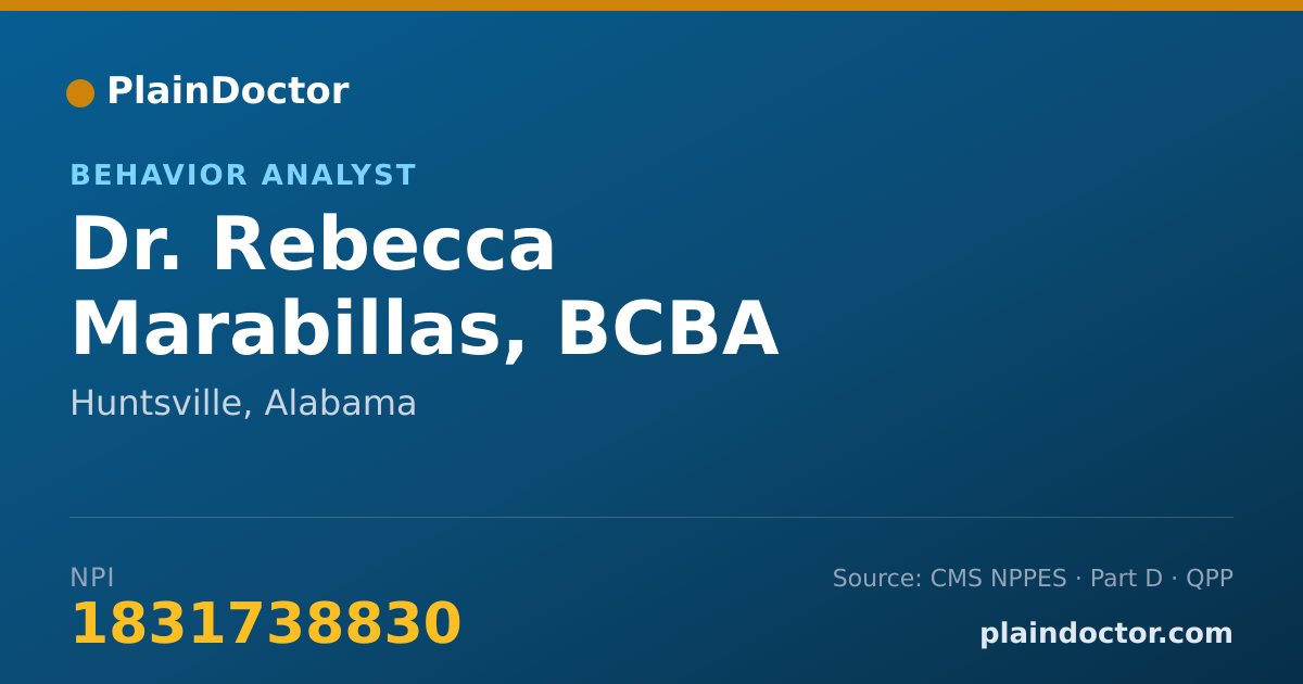 Shareable card for Rebecca Marabillas, BCBA - Behavior Analyst, Huntsville, AL