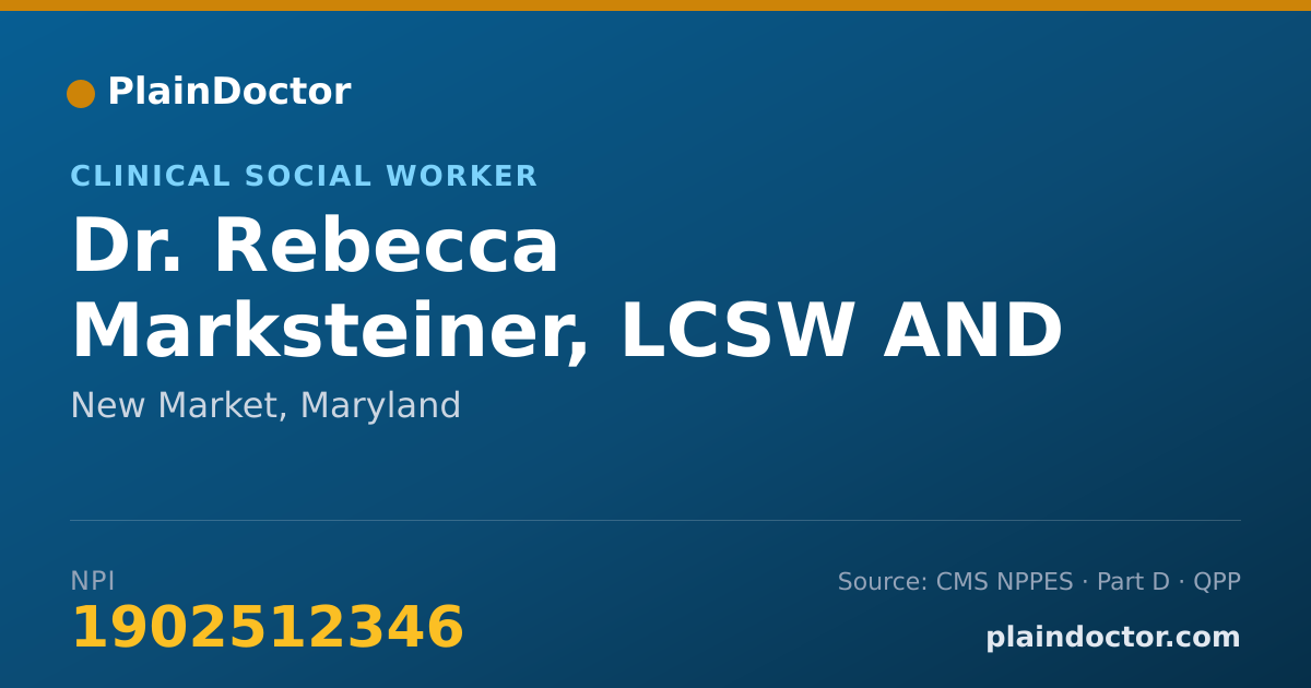 Shareable card for Rebecca Marksteiner, LCSW AND LCSW-C - Clinical Social Worker, New Market, MD