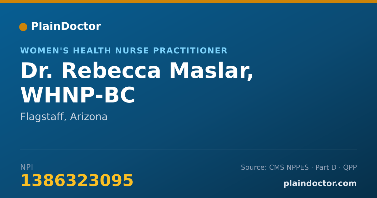 Shareable card for Rebecca Maslar, WHNP-BC - Women's Health Nurse Practitioner, Flagstaff, AZ