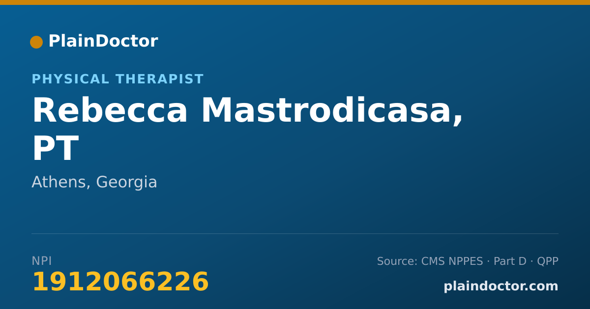 Shareable card for Rebecca Mastrodicasa, PT - Physical Therapist, Athens, GA