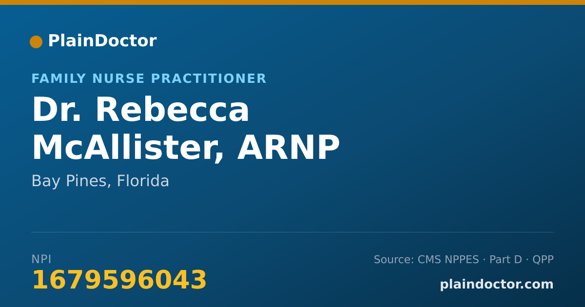 Shareable card for Rebecca McAllister, ARNP - Family Nurse Practitioner, Bay Pines, FL