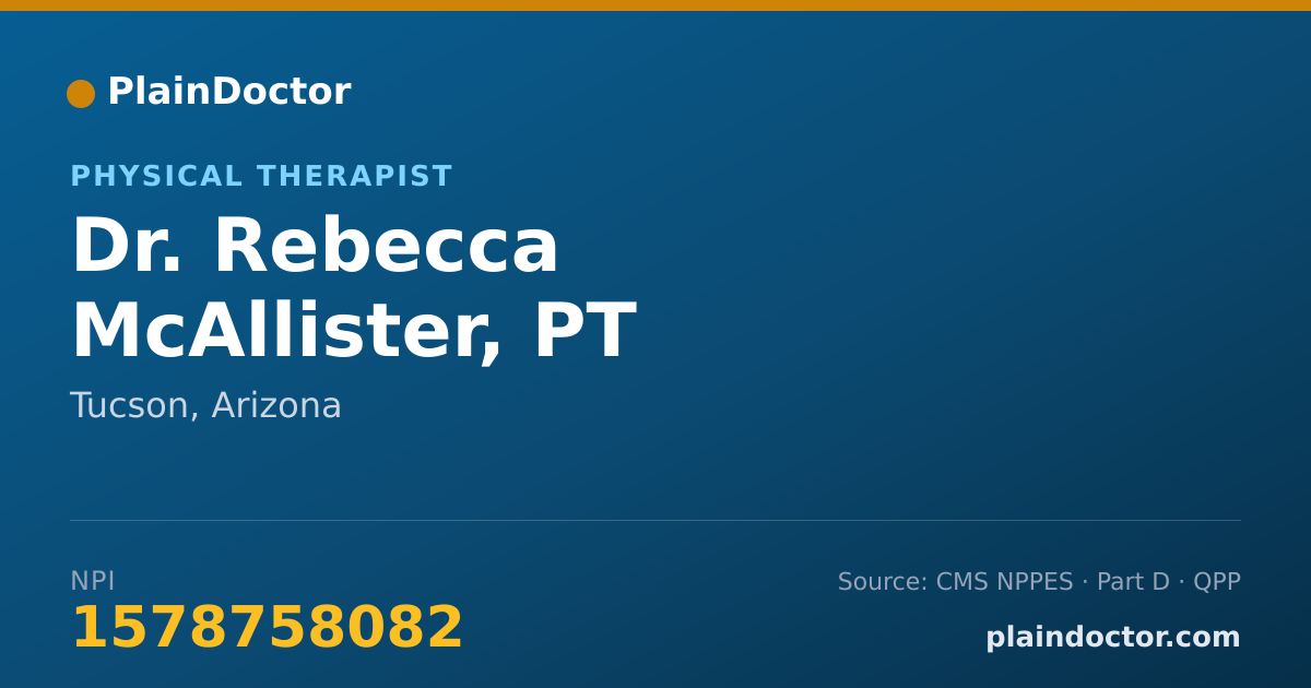 Shareable card for Rebecca McAllister, PT - Physical Therapist, Tucson, AZ