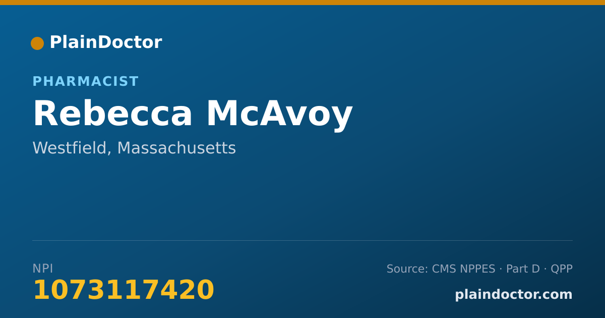 Shareable card for Rebecca McAvoy - Pharmacist, Westfield, MA