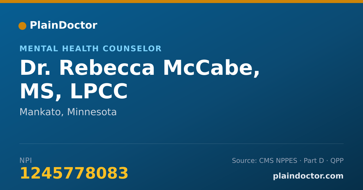 Shareable card for Rebecca McCabe, MS, LPCC - Mental Health Counselor, Mankato, MN