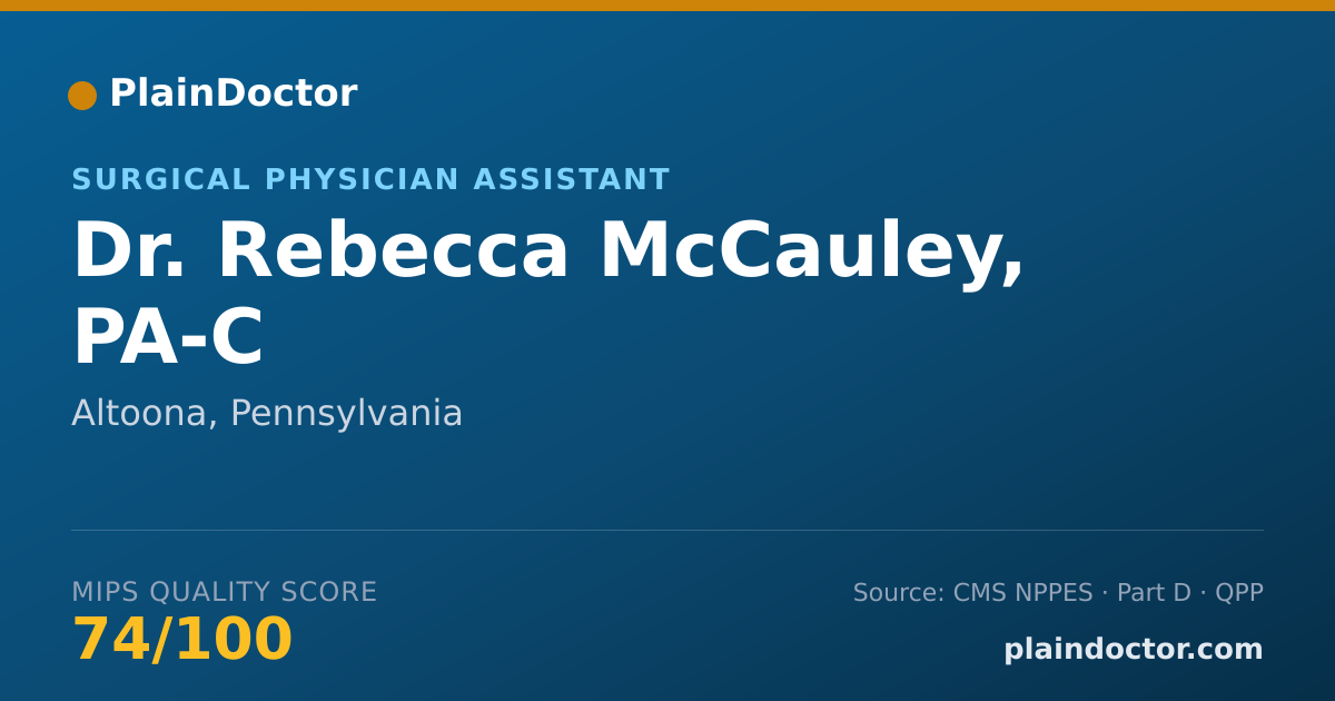 Shareable card for Rebecca McCauley, PA-C - Surgical Physician Assistant, Altoona, PA