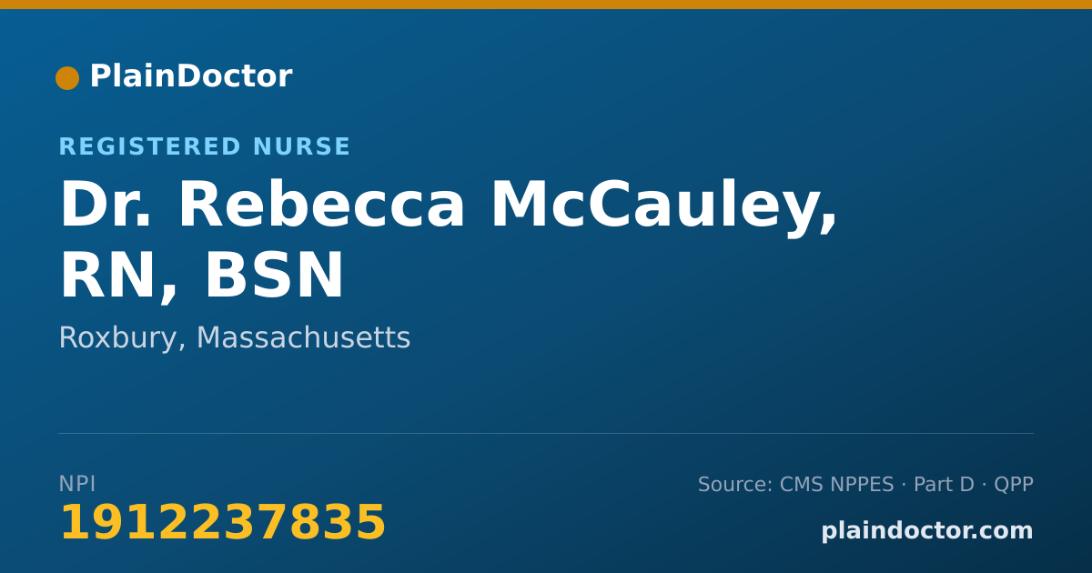 Shareable card for Rebecca McCauley, RN, BSN - Registered Nurse, Roxbury, MA
