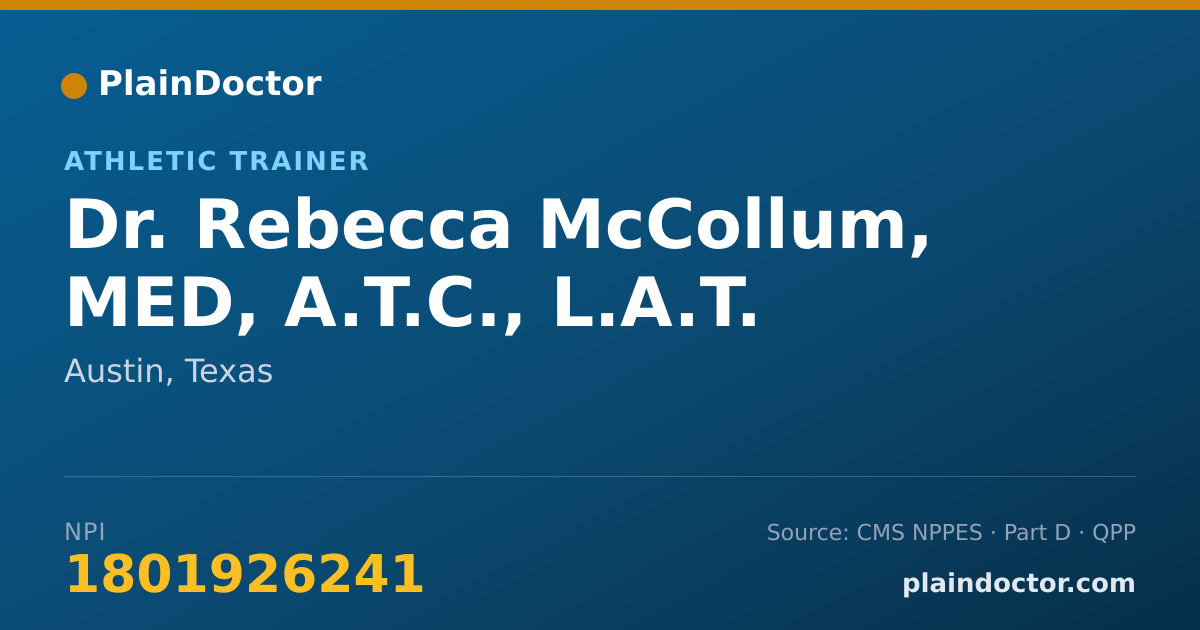 Shareable card for Rebecca McCollum, MED, A.T.C., L.A.T. - Athletic Trainer, Austin, TX
