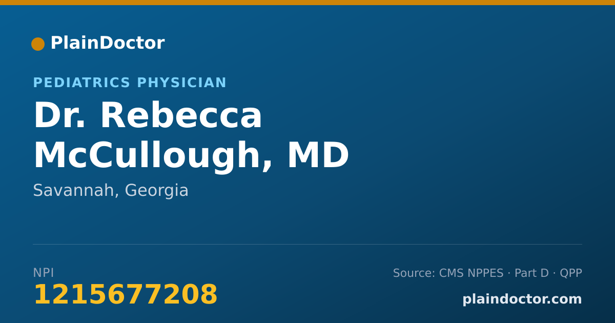 Shareable card for Rebecca McCullough, MD - Pediatrics Physician, Savannah, GA