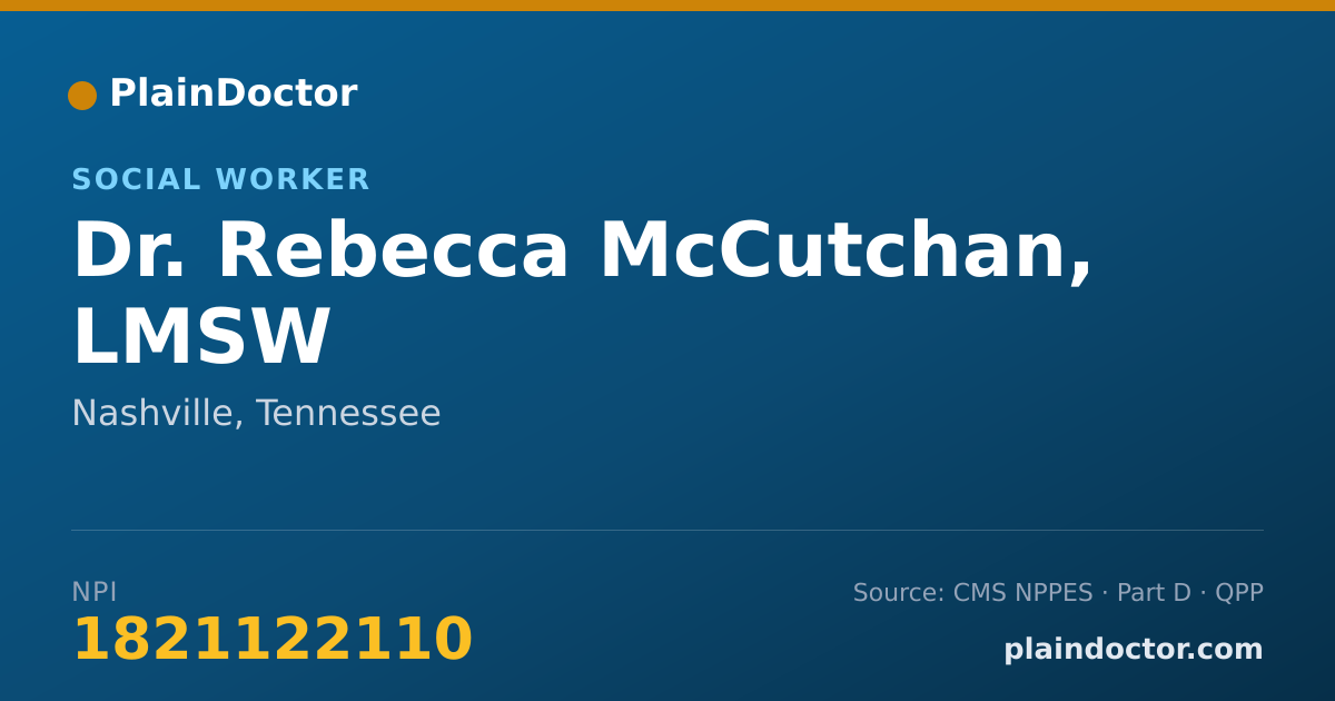 Shareable card for Rebecca McCutchan, LMSW - Social Worker, Nashville, TN