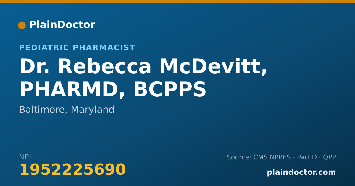 Shareable card for Rebecca McDevitt, PHARMD, BCPPS - Pediatric Pharmacist, Baltimore, MD