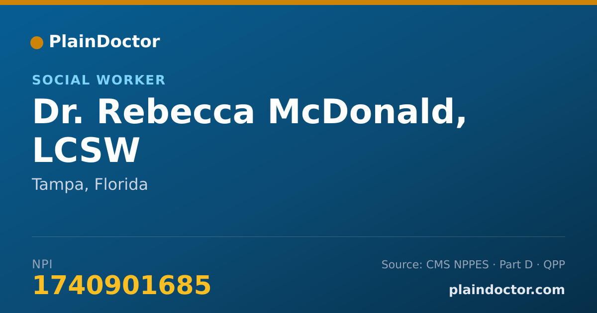 Shareable card for Rebecca McDonald, LCSW - Social Worker, Tampa, FL
