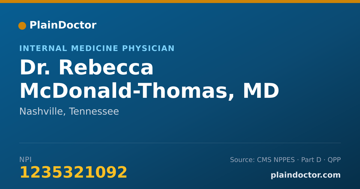Shareable card for Rebecca McDonald-Thomas, MD - Internal Medicine Physician, Nashville, TN
