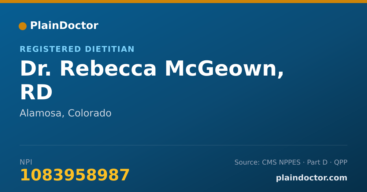 Shareable card for Rebecca McGeown, RD - Registered Dietitian, Alamosa, CO