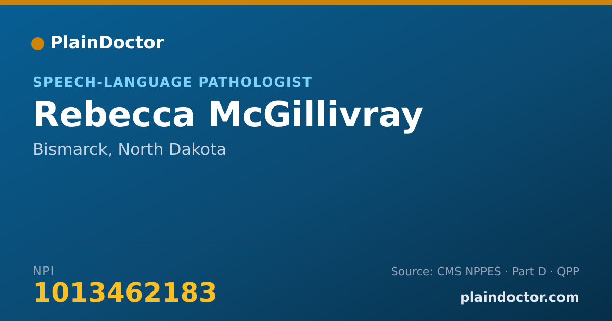 Shareable card for Rebecca McGillivray - Speech-Language Pathologist, Bismarck, ND