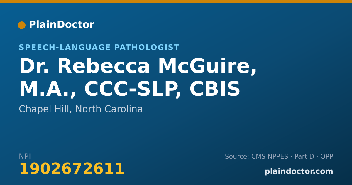 Shareable card for Rebecca McGuire, M.A., CCC-SLP, CBIS - Speech-Language Pathologist, Chapel Hill, NC