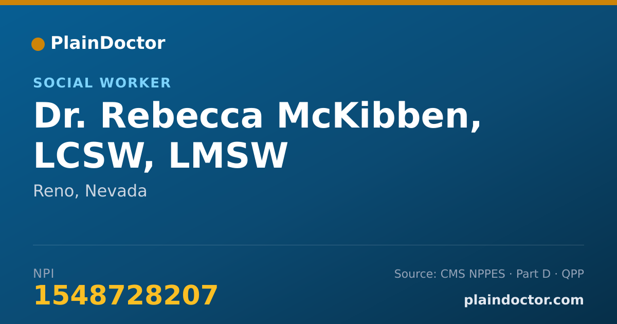 Shareable card for Rebecca McKibben, LCSW, LMSW - Social Worker, Reno, NV
