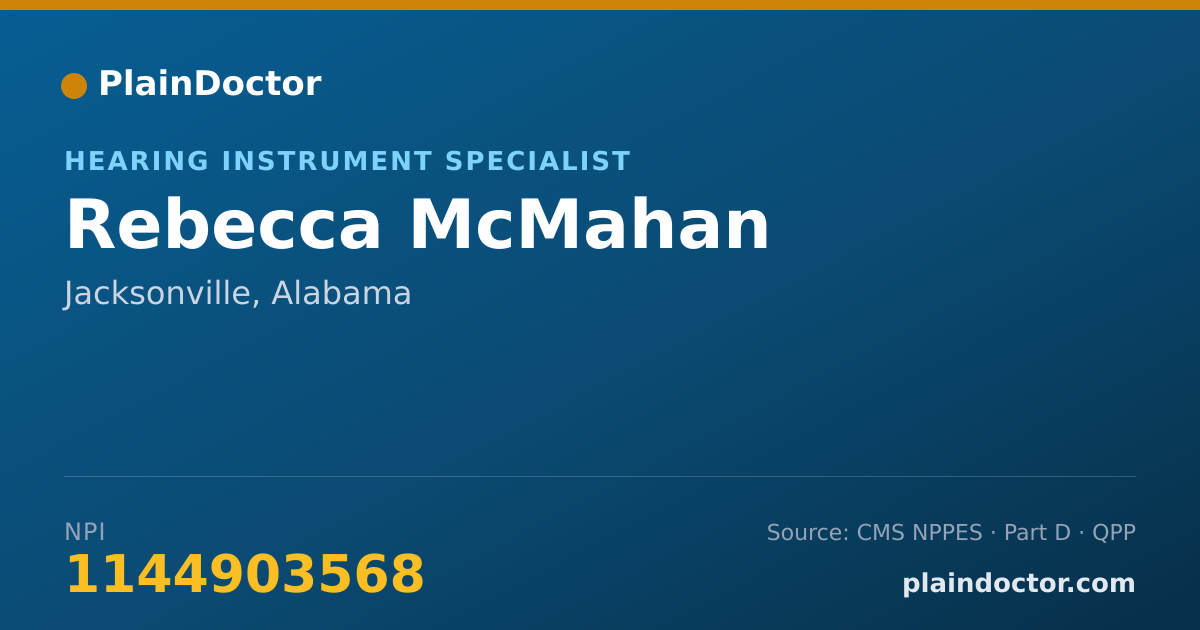 Shareable card for Rebecca McMahan - Hearing Instrument Specialist, Jacksonville, AL
