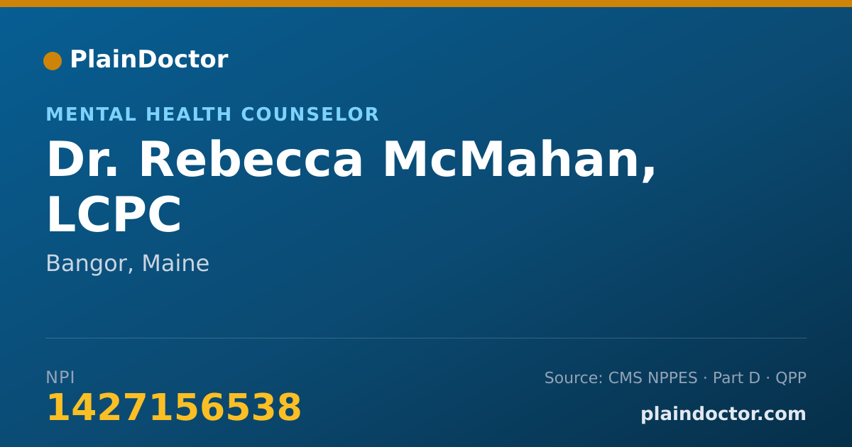 Shareable card for Rebecca McMahan, LCPC - Mental Health Counselor, Bangor, ME
