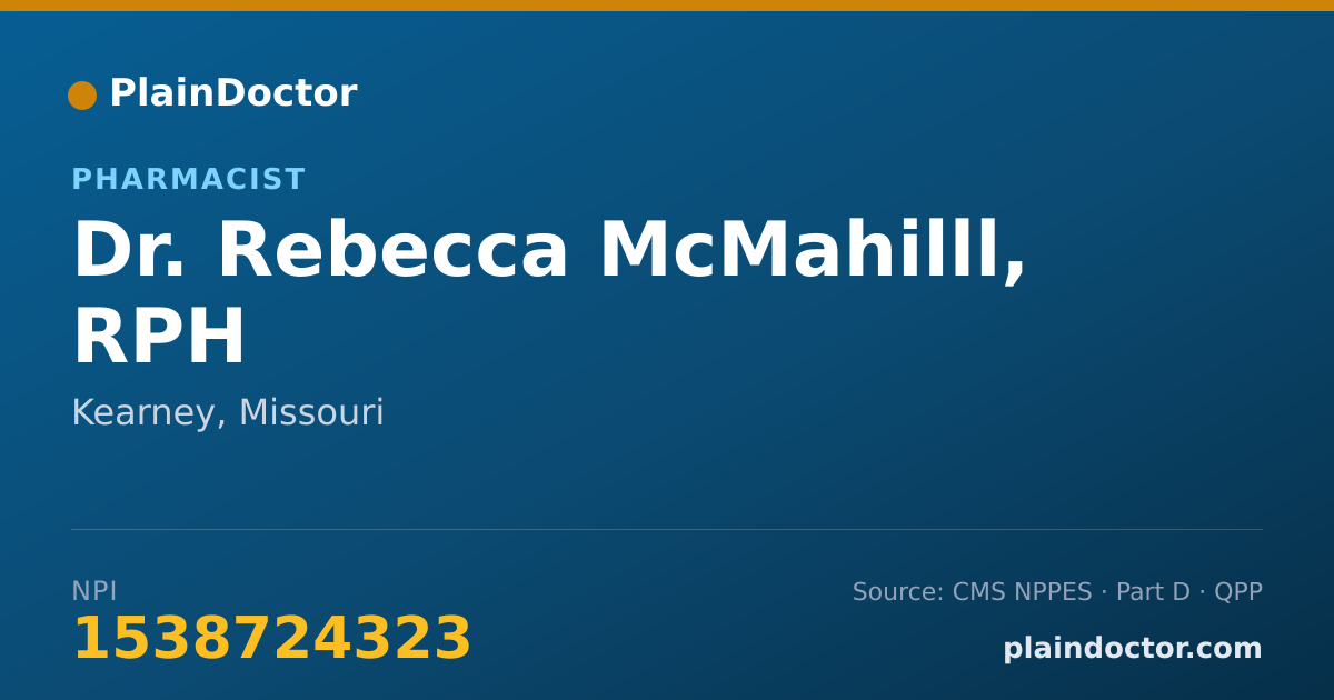 Shareable card for Rebecca McMahilll, RPH - Pharmacist, Kearney, MO