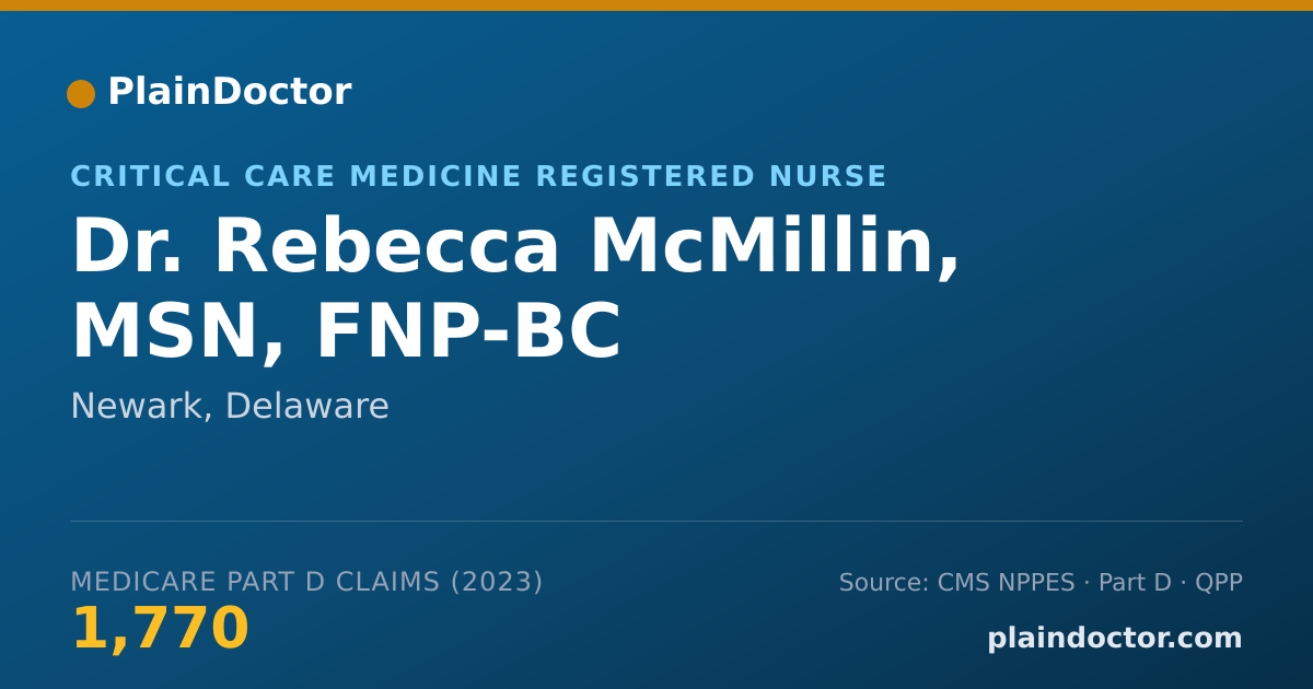 Shareable card for Rebecca McMillin, MSN, FNP-BC - Critical Care Medicine Registered Nurse, Newark, DE