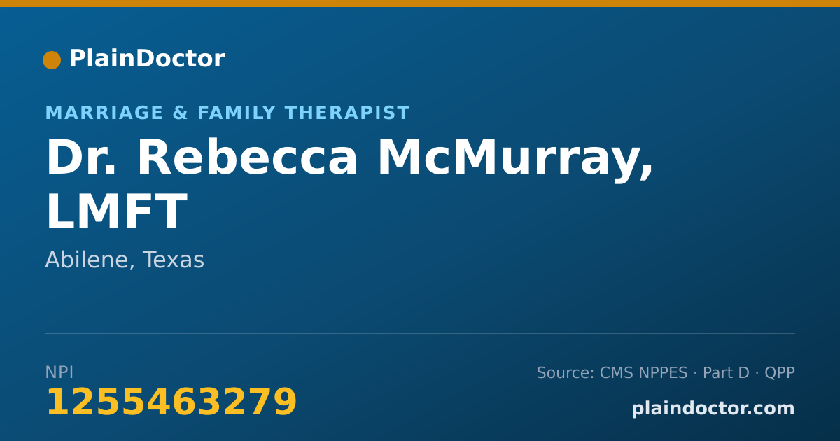 Shareable card for Rebecca McMurray, LMFT - Marriage & Family Therapist, Abilene, TX