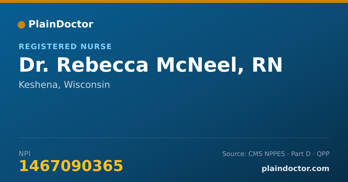 Shareable card for Rebecca McNeel, RN - Registered Nurse, Keshena, WI