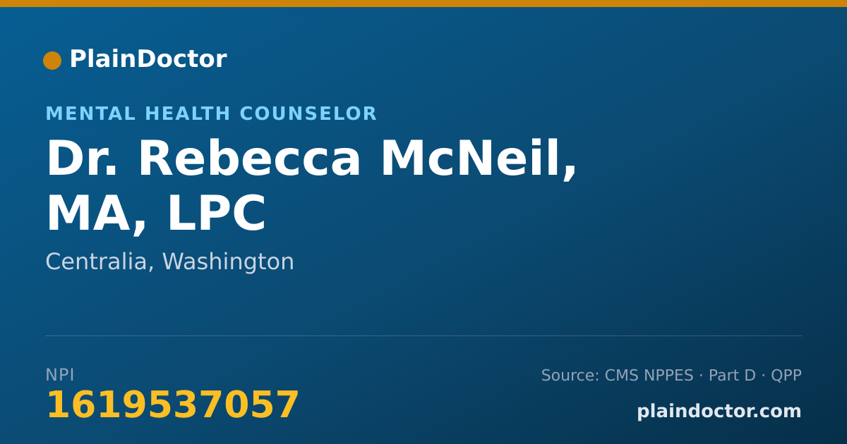 Shareable card for Rebecca McNeil, MA, LPC - Mental Health Counselor, Centralia, WA