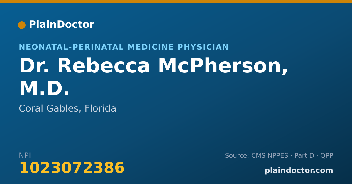 Shareable card for Rebecca McPherson, M.D. - Neonatal-Perinatal Medicine Physician, Coral Gables, FL