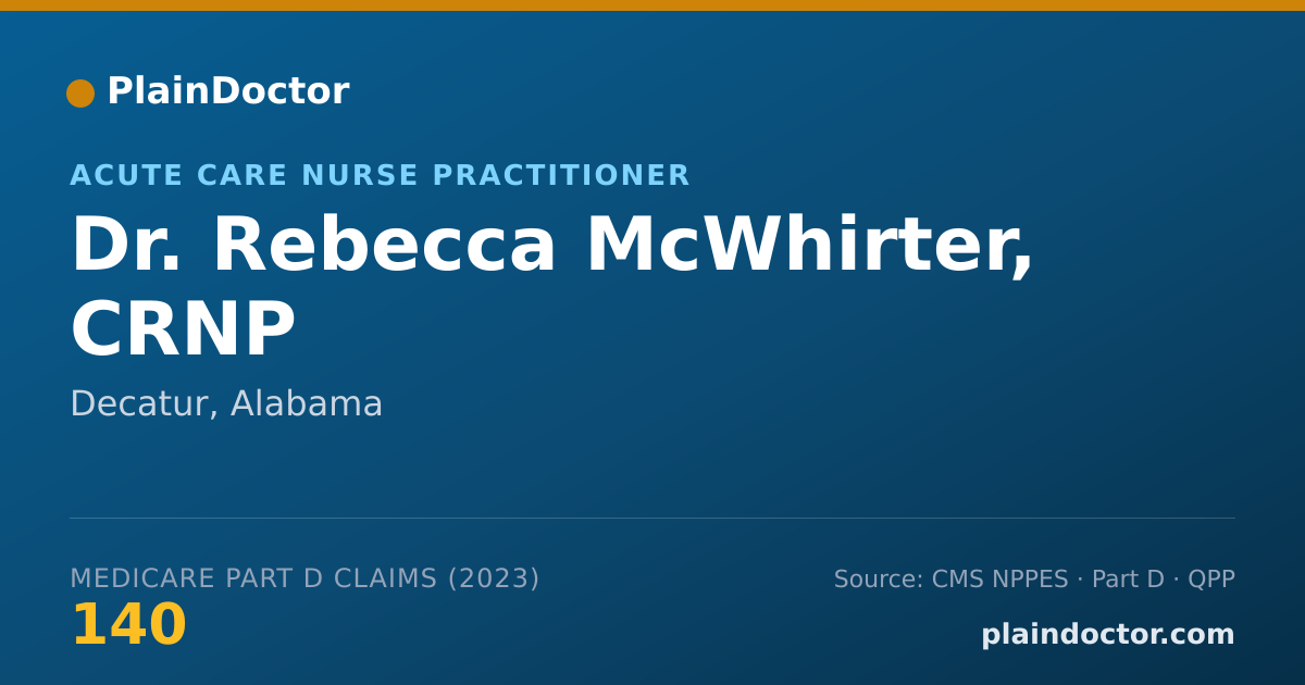Shareable card for Rebecca McWhirter, CRNP - Acute Care Nurse Practitioner, Decatur, AL