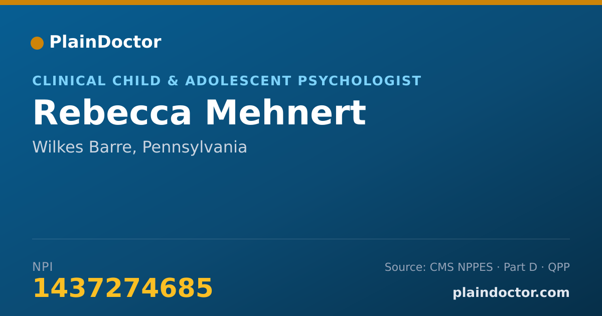 Shareable card for Rebecca Mehnert - Clinical Child & Adolescent Psychologist, Wilkes Barre, PA