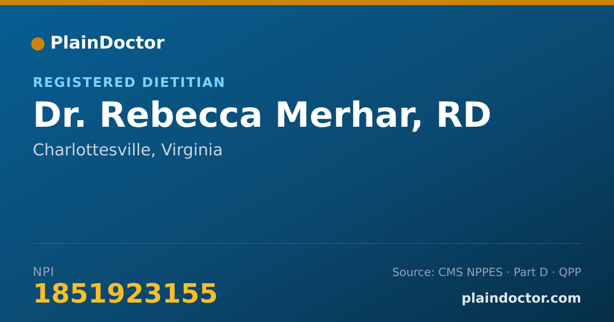 Shareable card for Rebecca Merhar, RD - Registered Dietitian, Charlottesville, VA