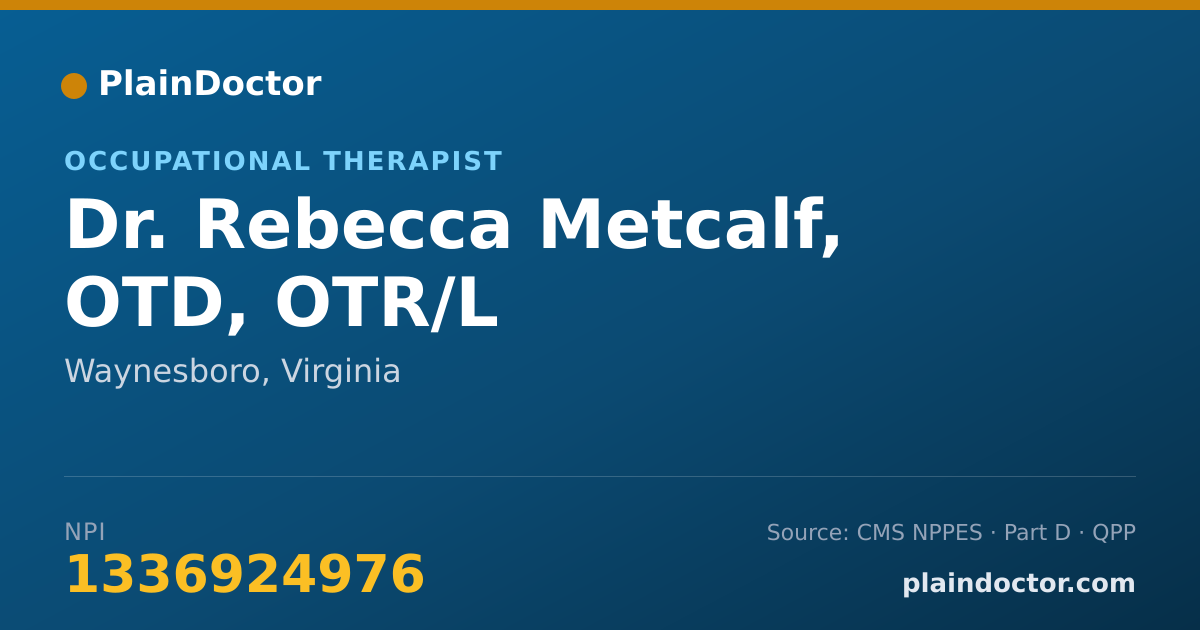 Shareable card for Rebecca Metcalf, OTD, OTR/L - Occupational Therapist, Waynesboro, VA