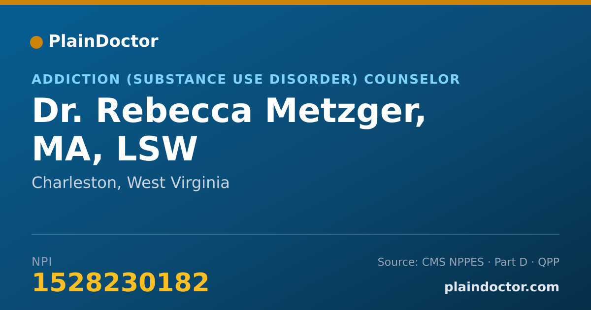 Shareable card for Rebecca Metzger, MA, LSW - Addiction (Substance Use Disorder) Counselor, Charleston, WV