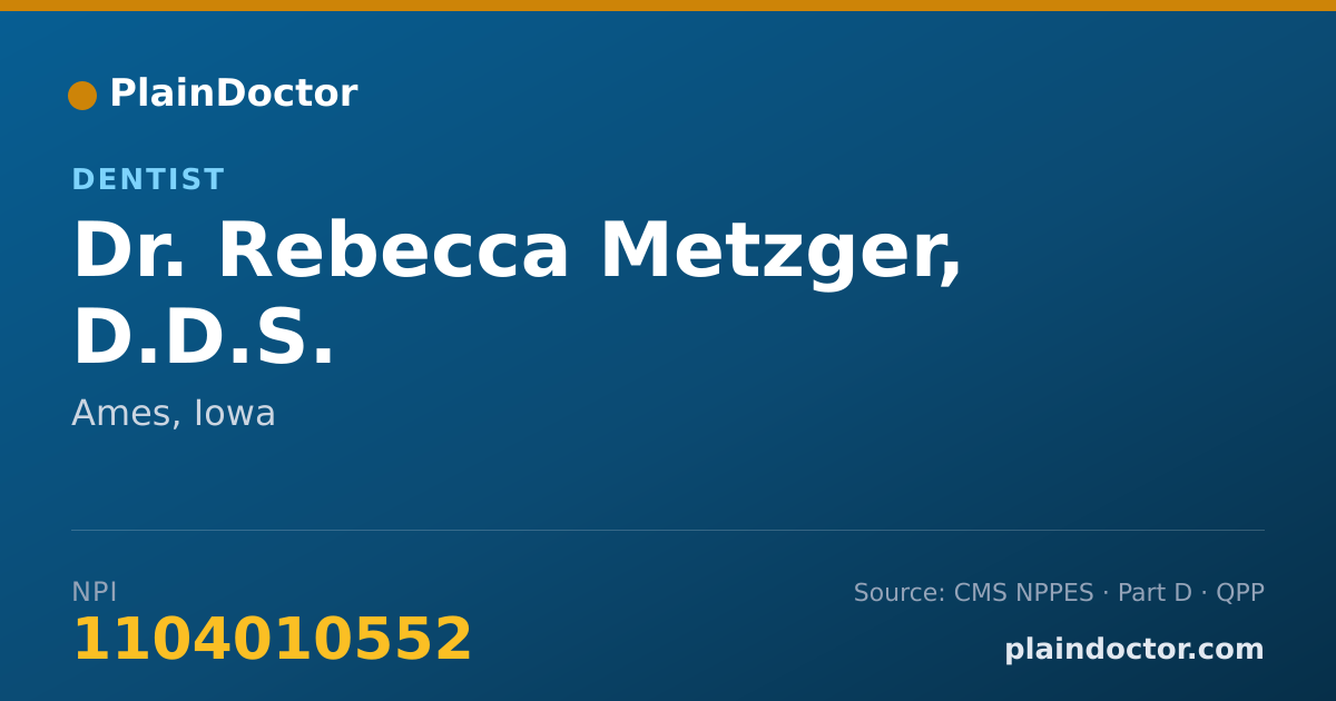 Shareable card for Rebecca Metzger, D.D.S. - Dentist, Ames, IA