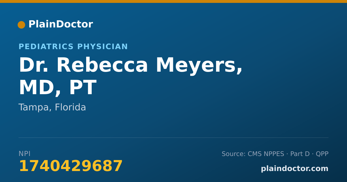 Shareable card for Rebecca Meyers, MD, PT - Pediatrics Physician, Tampa, FL