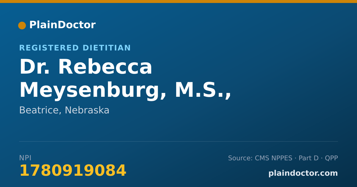Shareable card for Rebecca Meysenburg, M.S., R.D., L.M.N.T. - Registered Dietitian, Beatrice, NE