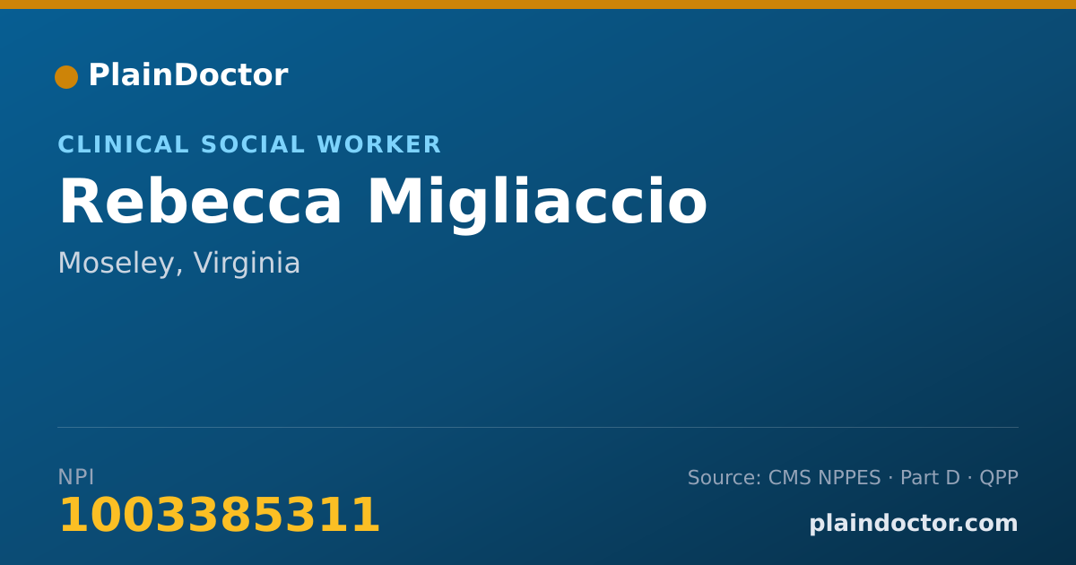 Shareable card for Rebecca Migliaccio - Clinical Social Worker, Moseley, VA