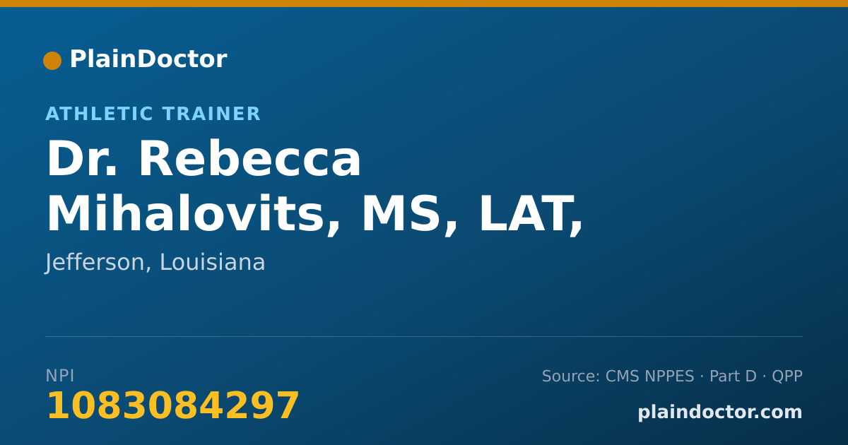 Shareable card for Rebecca Mihalovits, MS, LAT, ATC - Athletic Trainer, Jefferson, LA