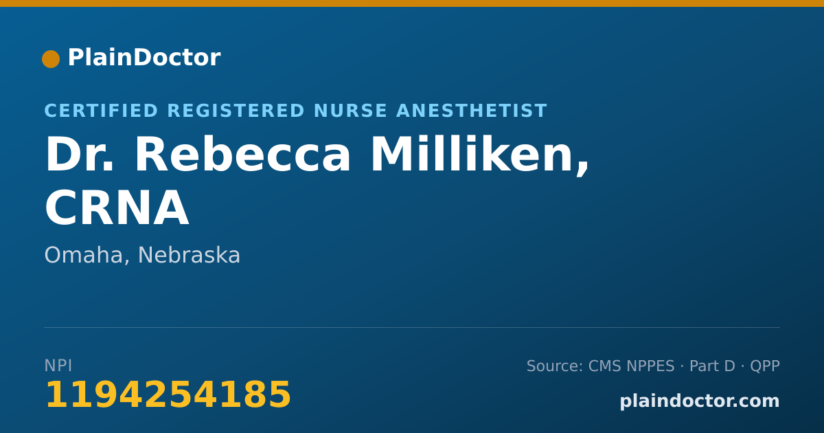 Shareable card for Rebecca Milliken, CRNA - Certified Registered Nurse Anesthetist, Omaha, NE