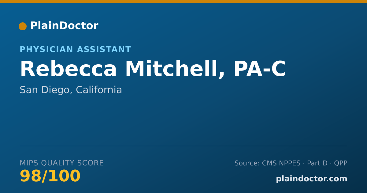 Shareable card for Rebecca Mitchell, PA-C - Physician Assistant, San Diego, CA