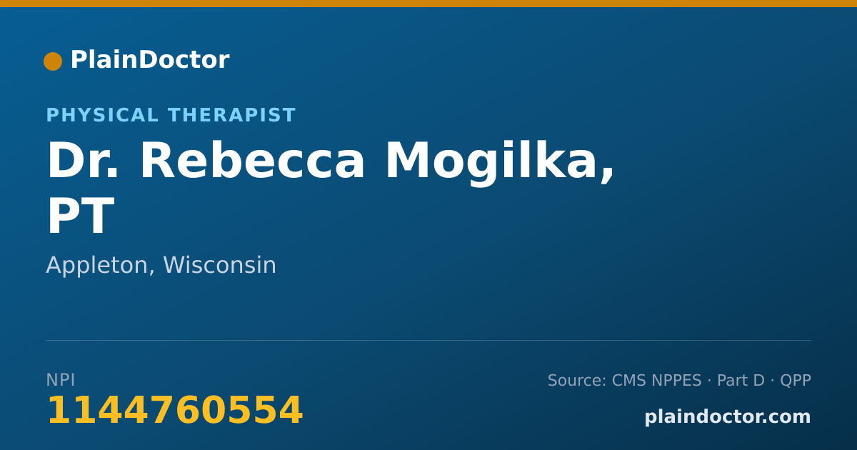 Shareable card for Rebecca Mogilka, PT - Physical Therapist, Appleton, WI